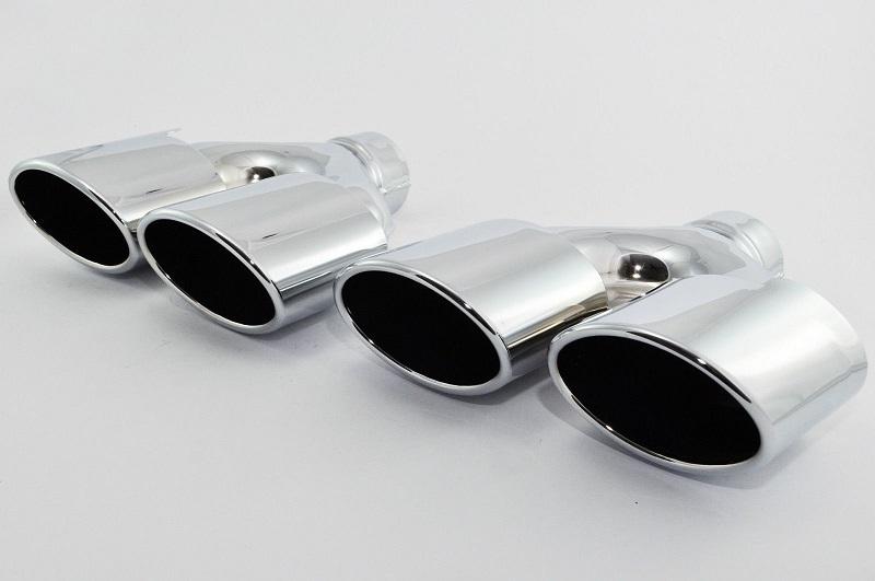 Exhaust Tips: Universal Stainless Steel Chrome Plated Exhaust Tips Dual 