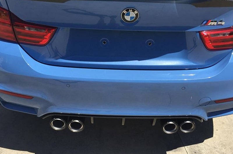 Auspuffblende Endrohre: BMW M Optik Edelstahl-Carbon Auspuffblende Endrohre  101mm Satz